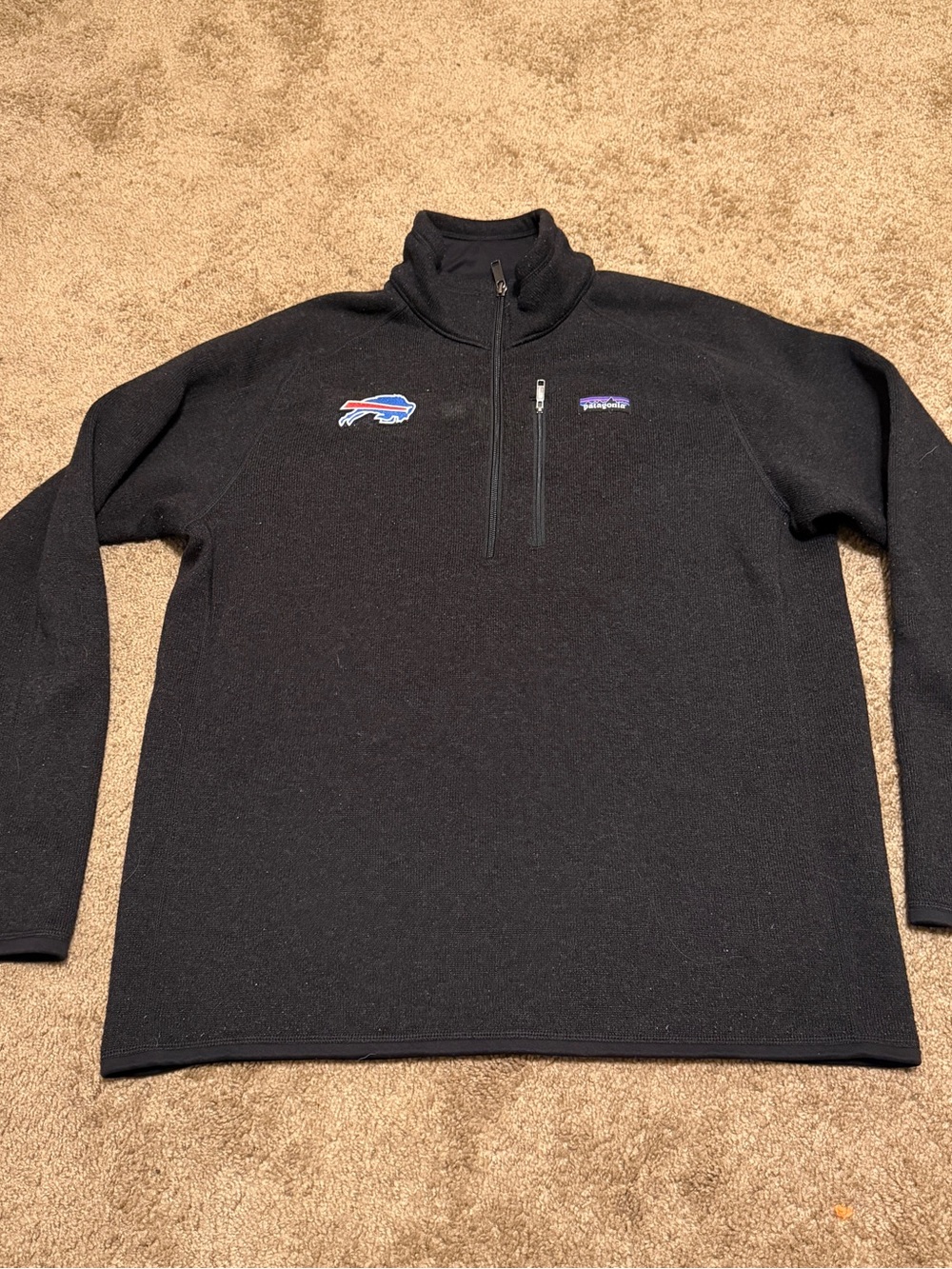 Buffalo Bills Patagonia Sweatshirt Mens Large Pullover Long Sleeve 1/4 Zip Logo